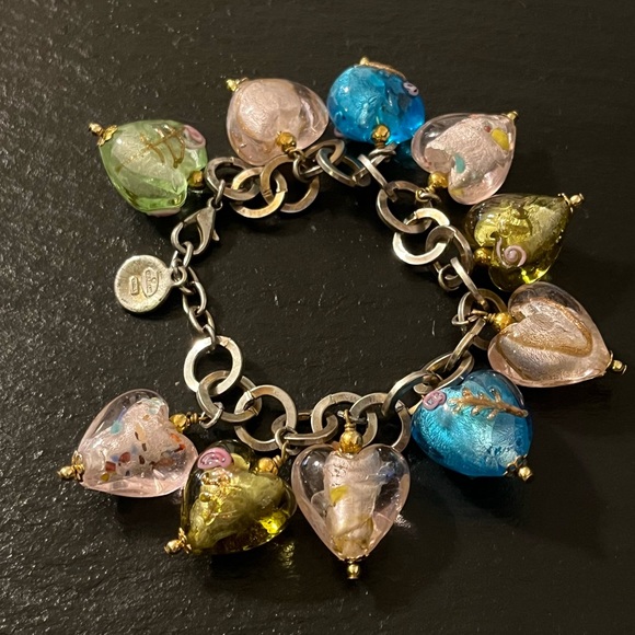 R.J. Graziano Silver Stone Multicolored Frosted Heart 8” Charm Bracelet - Picture 13 of 13